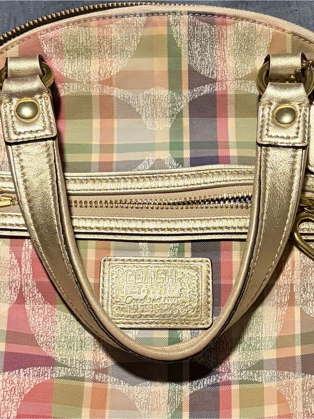 Coach Poppy Plaid Multicolor Bag with Gold Accents - Picture 8 of 9